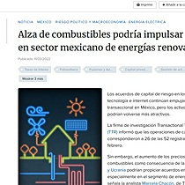 Alza de combustibles podra impulsar M&A en sector mexicano de energas renovables